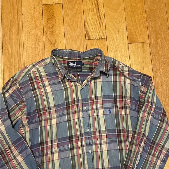 Polo by Ralph Lauren Blue, Green and Red Plaid Button-Down Shirt - Picture 9 of 10